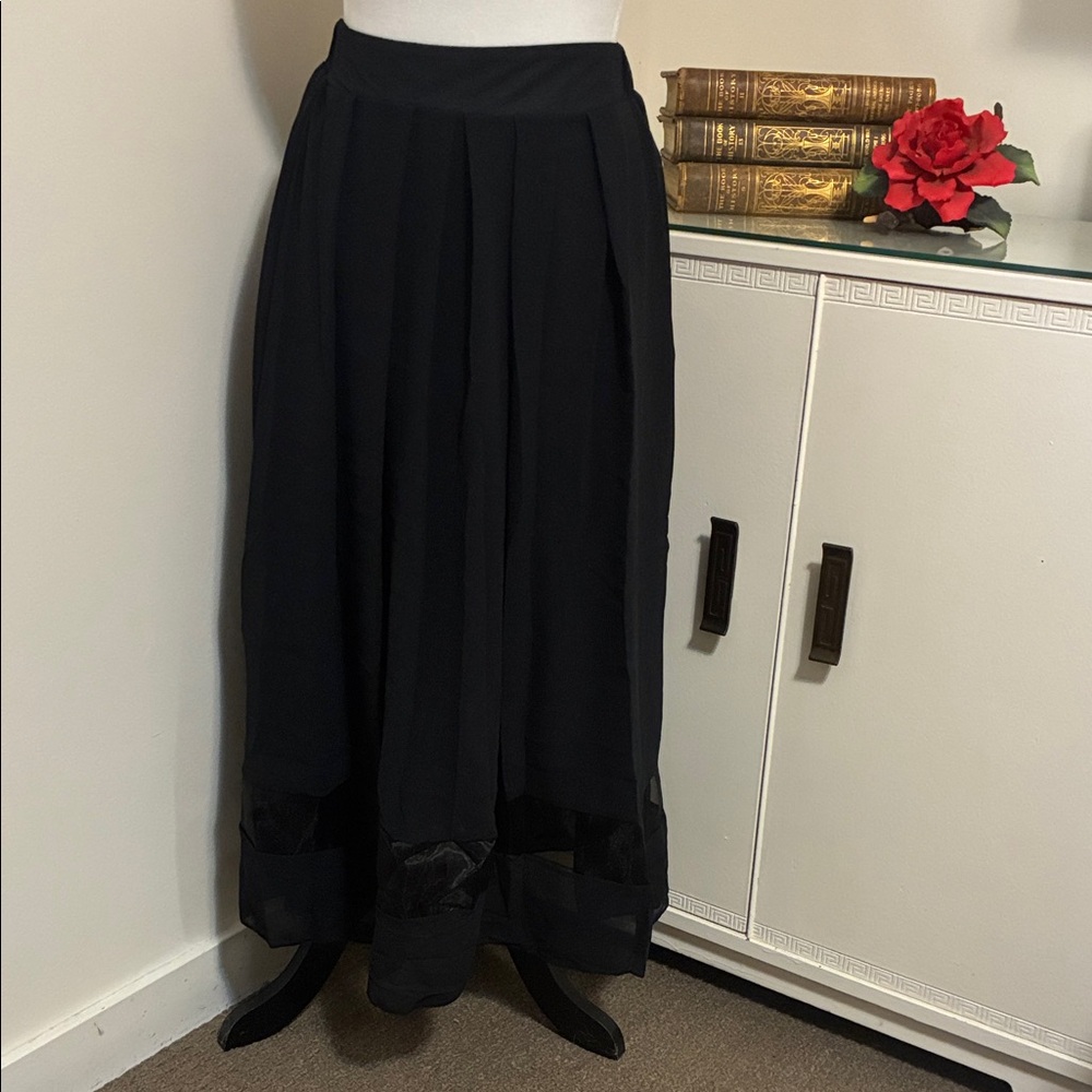Elegant Black Semi Sheer Maxi Skirt Size S